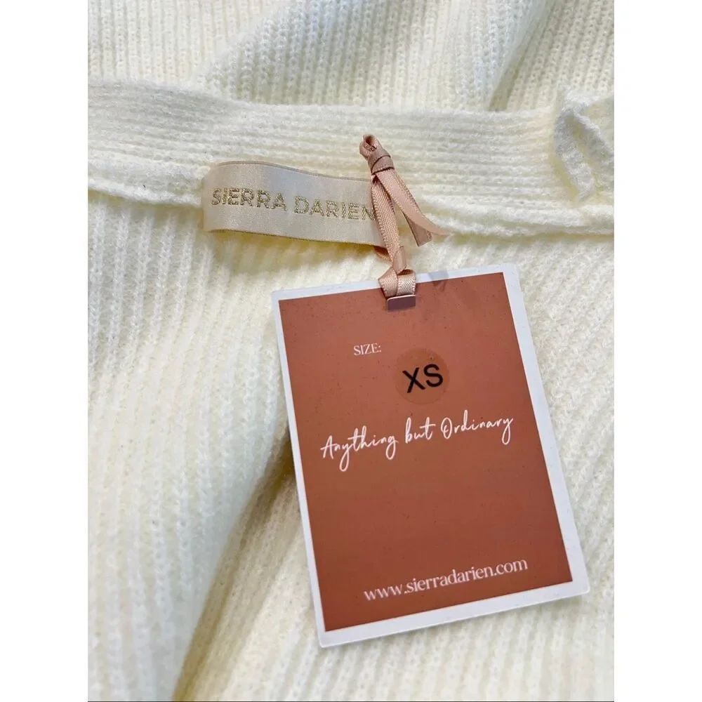 Sierra Darien Women's Ribbed Faux Fur Open-Front Cardigan Sweater Cream Xs Nwt — image 4 of 4